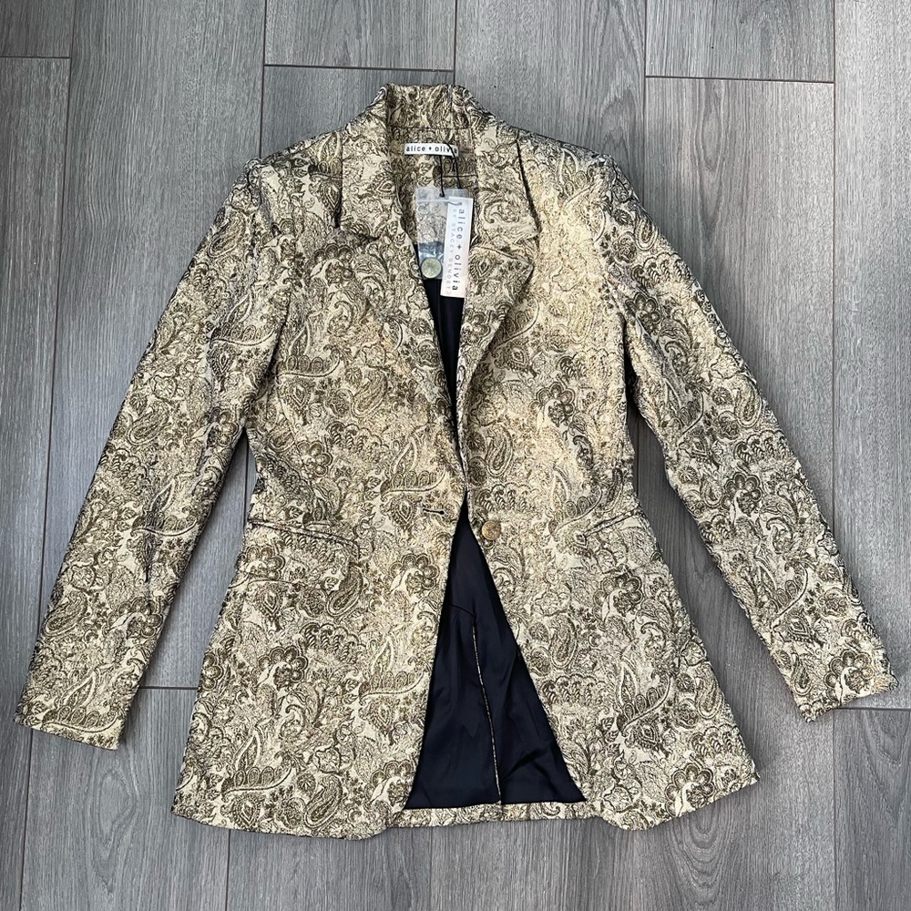 Alice + Olivia Gold Blazer Size 0 Brand New w/ Tags